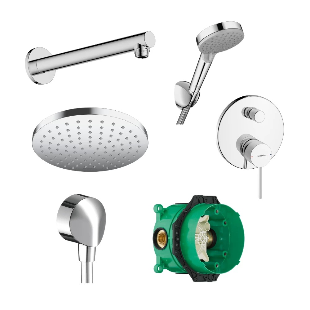 Potinkinis dušo komplektas Hansgrohe Zesis S su Vernis Blend 200 viršutiniu ir rankiniu dušu, chromas