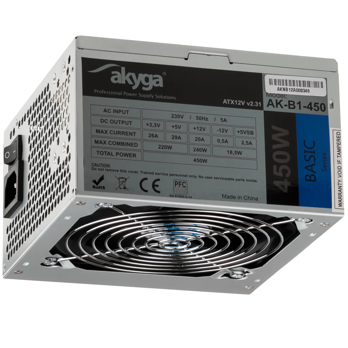 Power supply Akyga AK-B1-450 (450 W; Passive; 120 mm)