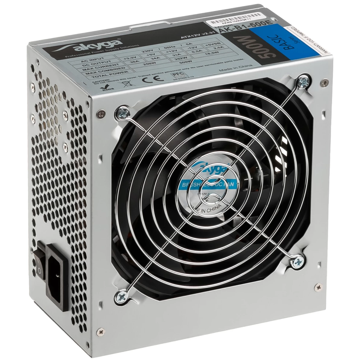 Power supply Akyga Basic AK-B1-500E (500 W; Passive; 120 mm)