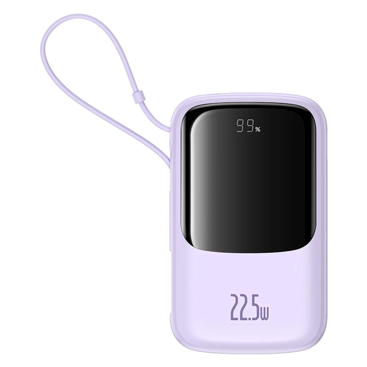 Powerbank 10000 Mah 22,5 W Su Ekranu, Integruotu Usb-c Kabeliu Qpow Pro+- Violetinė