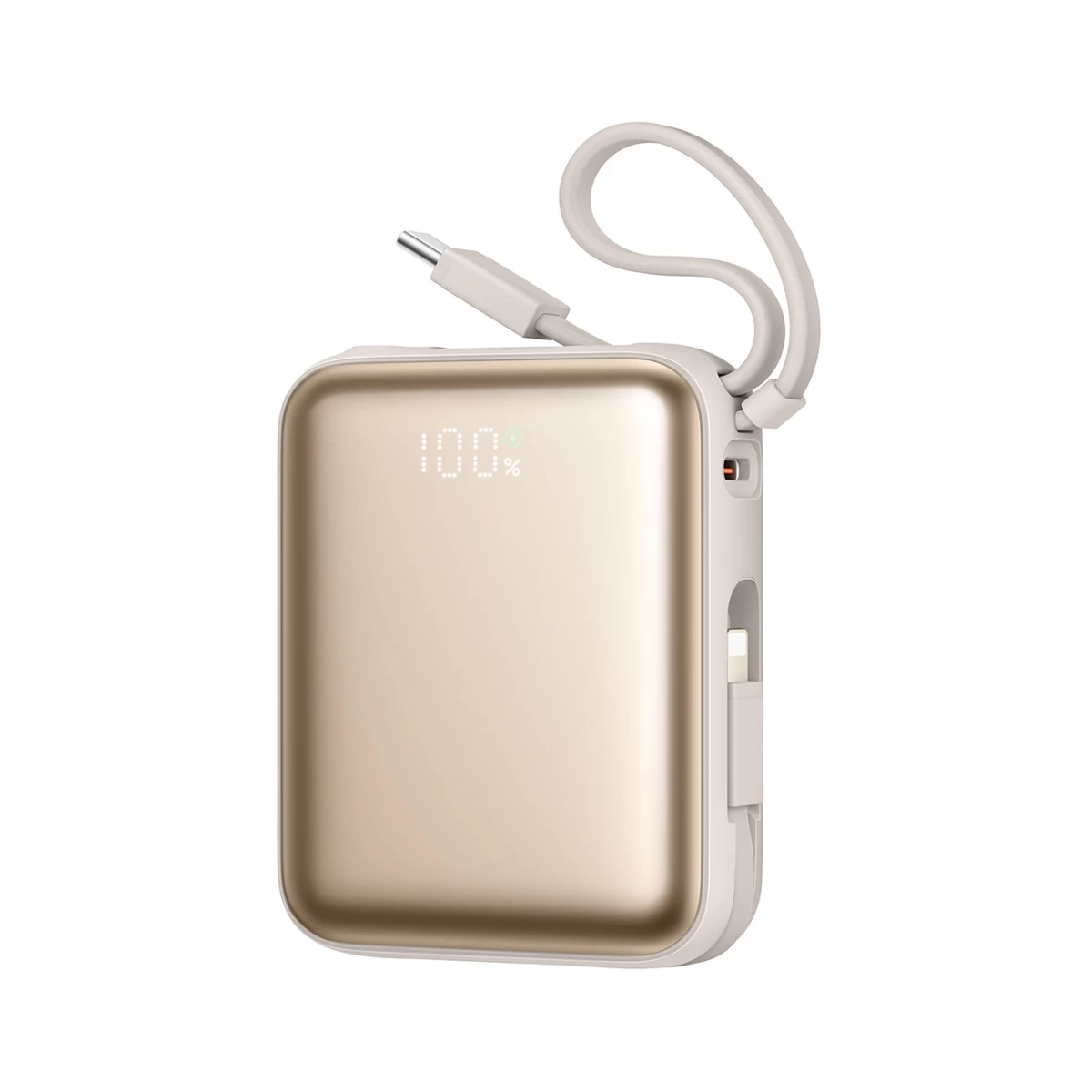 Powerbank 10000 Mah 22,5 W Su Integruotais Laidais - Auksinis