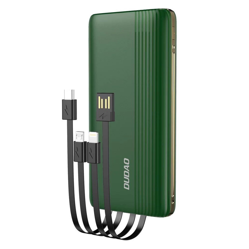 Powerbank 10000mah K4pro Su Integruotais Laidais Led Ekranas žalias