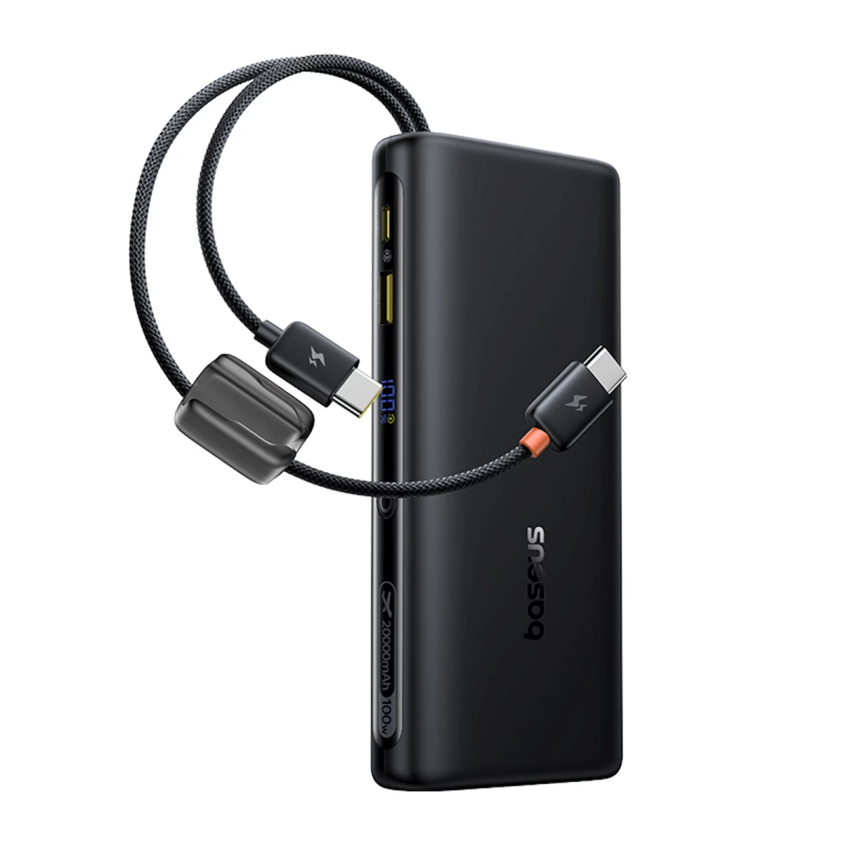 Powerbank 20000 Mah 100 W Su Ekranu Ir Integruotu Usb-c Kabeliu - Juodas
