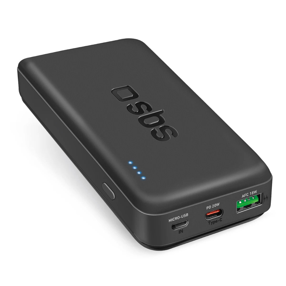 Powerbank 20000 Mah Pd Usb-c Usb-a Micro-usb 20w - Juodas