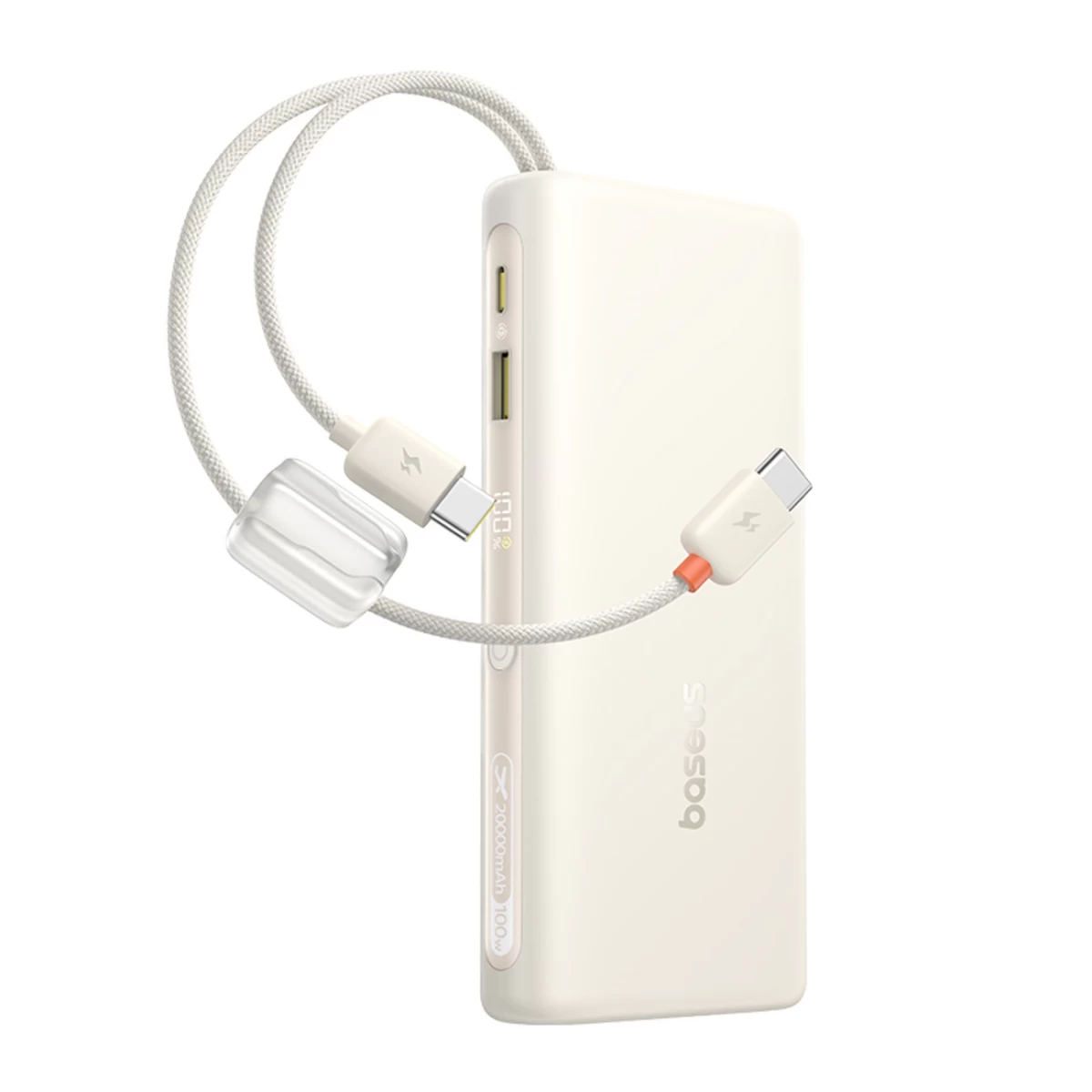 Powerbank 20000mah 100w Su Ekranu Ir Dviem Usb-c Laidais - Smėlio Spalvos