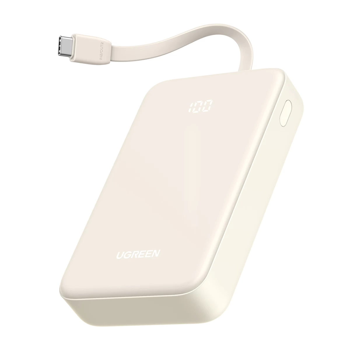 Powerbank 20000mah 22,5w Usb-c Usb-a Integruotas Usb-c Kabelis - Baltas