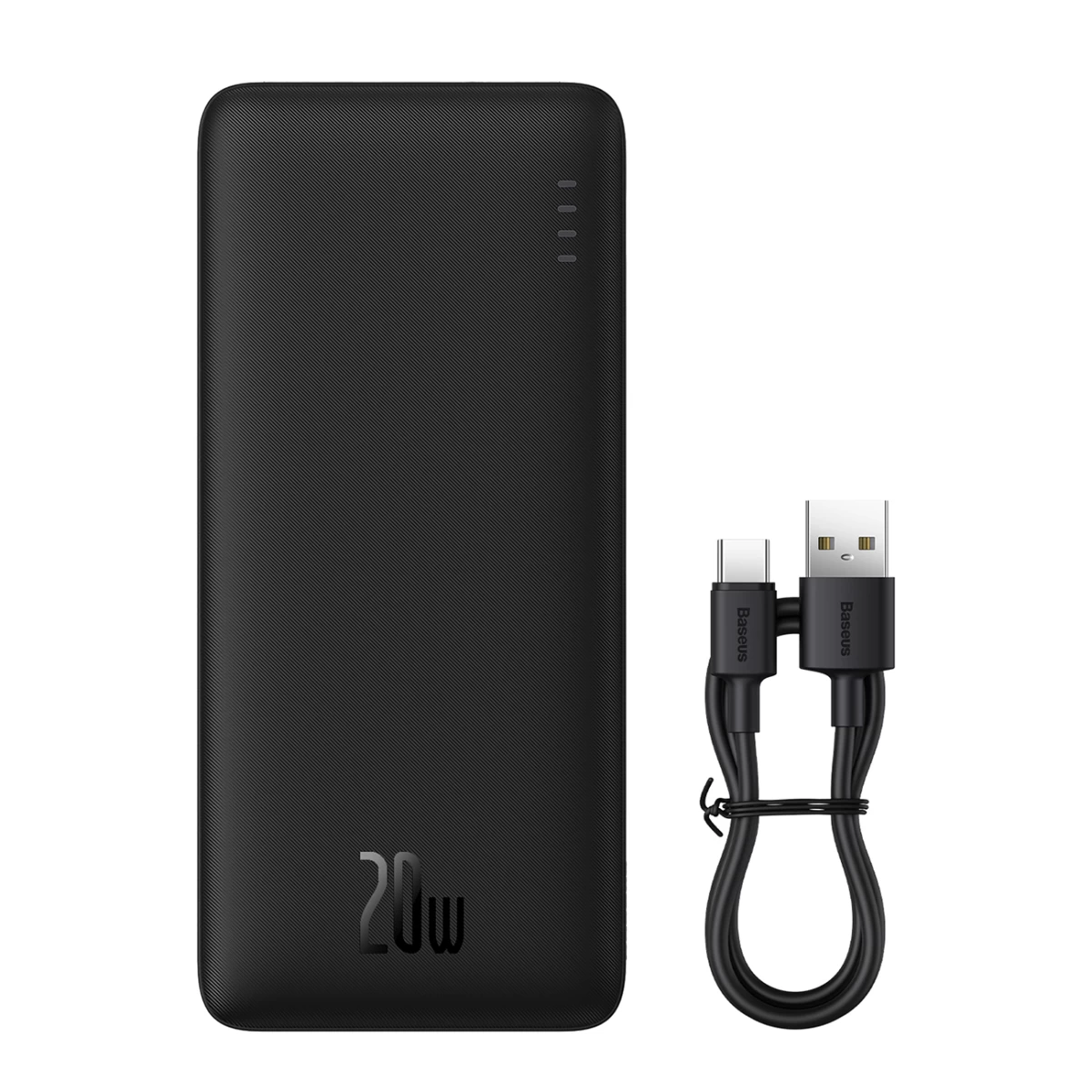 Powerbank 20000mah Airpow 20w Su Usb-a - Usb-c 50 Cm Kabeliu - Juodas