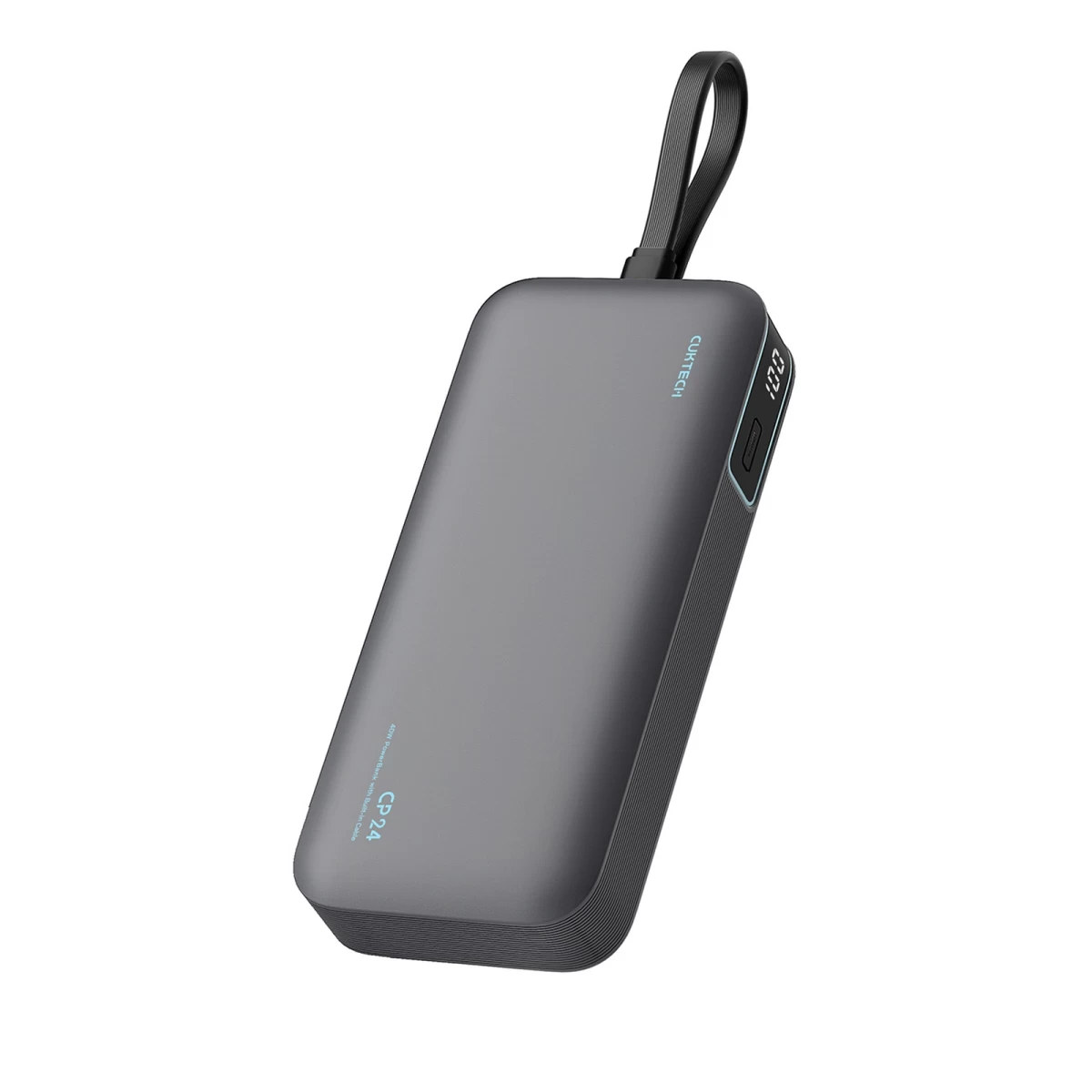 Powerbank 20000mah Usb-a Usb-c Su Integruotu Kabeliu 40w - Pilkas