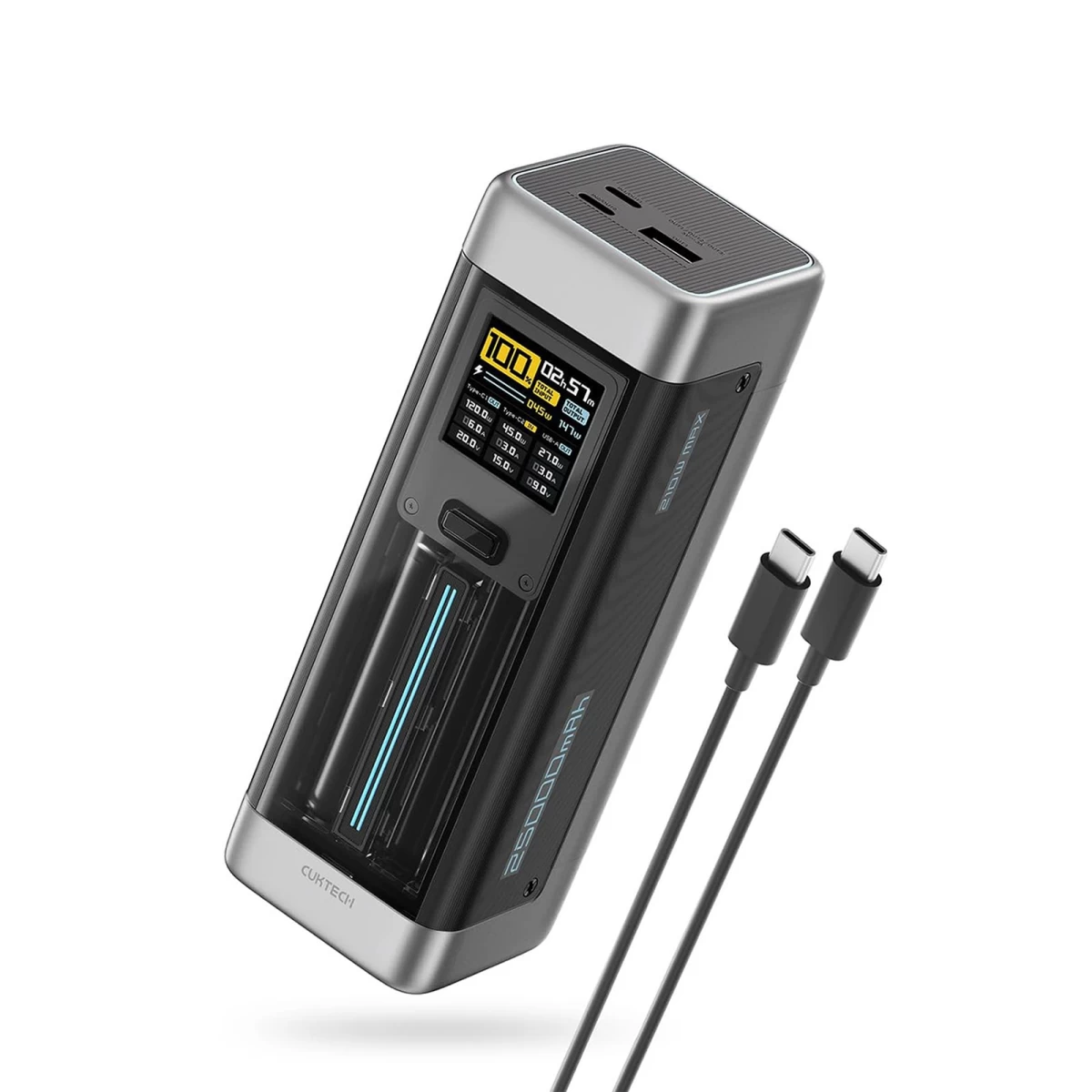 Powerbank 25000mah Usb-c Usb-a 210w - Juodas