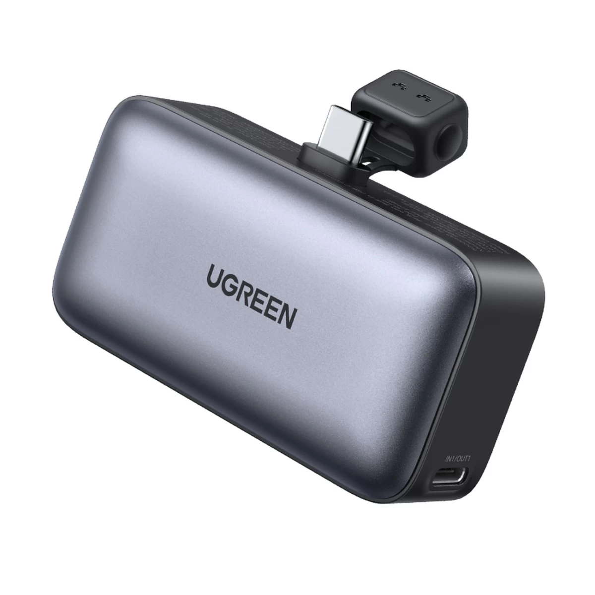 Powerbank 5000 Mah Integruota Usb-c (vyriška) / Usb-c (moteriška) Jungtis - Pilka