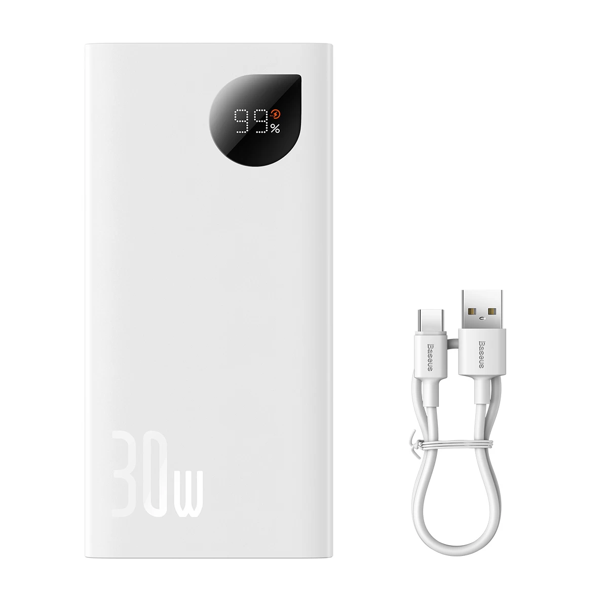Powerbank Adaman2 10000mah Su Skaitmeniniu Ekranu 2x Usb-a / 1x Usb-c 30w, Baltas