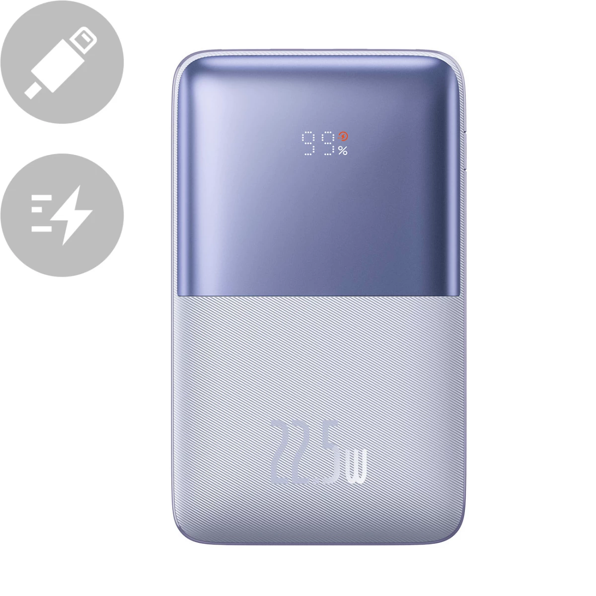 Powerbank Bipow Pro 20000mah 22,5w Su Usb-c Kabeliu 0,3 M Violetinės Spalvos