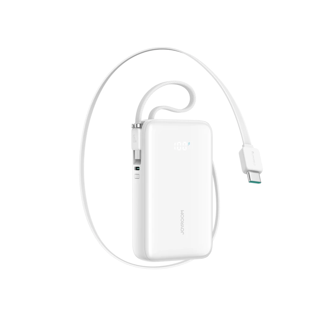 powerbank Jr-pr2 10000 Mah 35 W Su Ištraukiamu Usb-c Laidu Ir iphone Lightning Laidu - Baltas