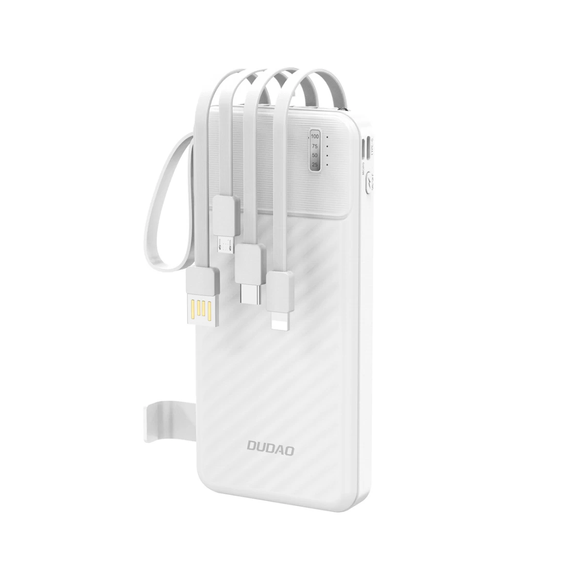 Powerbank K11 10000 Mah Su Integruotais Laidais - Baltas