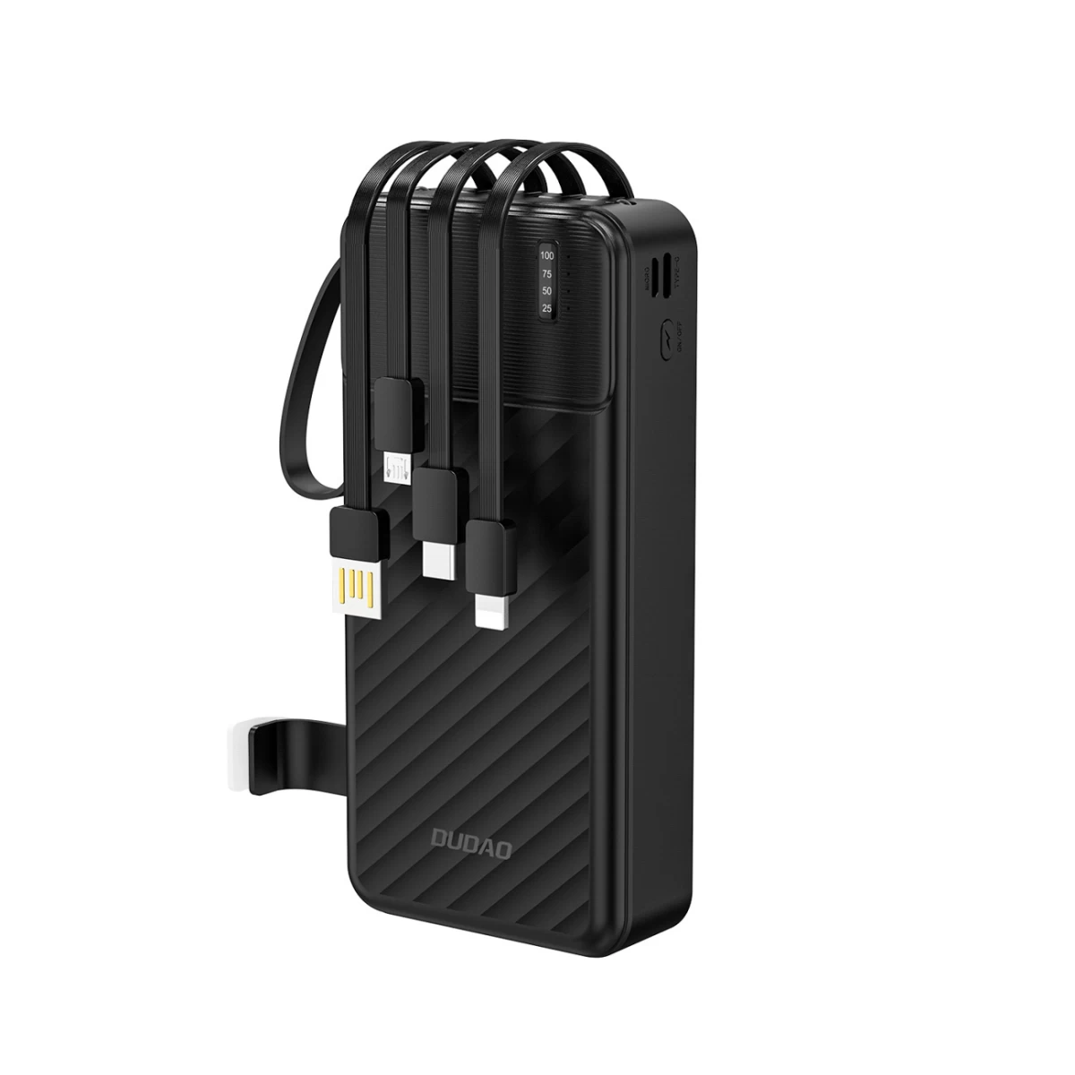 powerbank K11 Pro 20000 Mah Su Integruotais Laidais - Juodas