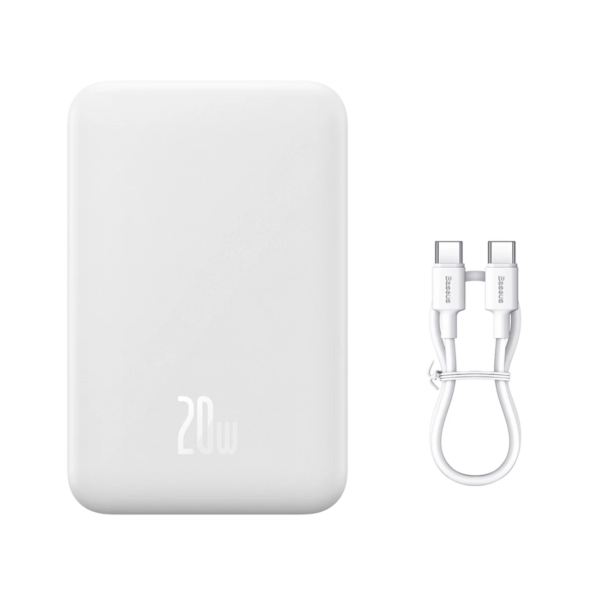 Powerbank Magnetic Mini 20000 Mah 20w + Usb-c Kabelis, Baltas