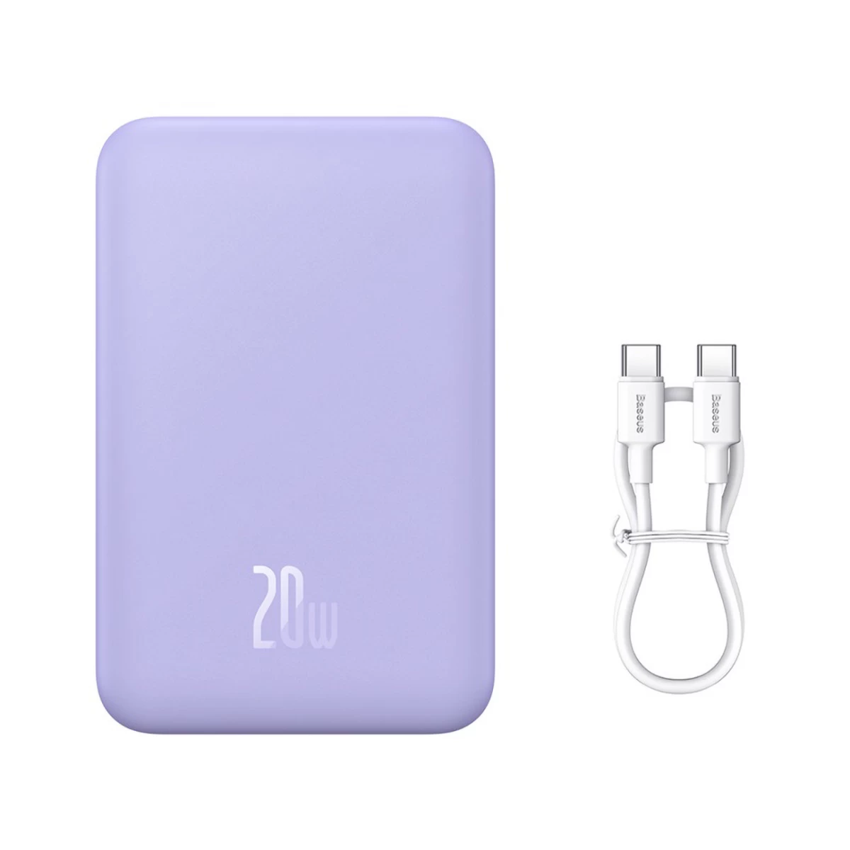 Powerbank Magnetic Mini 20000 Mah 20w + Usb-c Kabelis Violetinės Spalvos