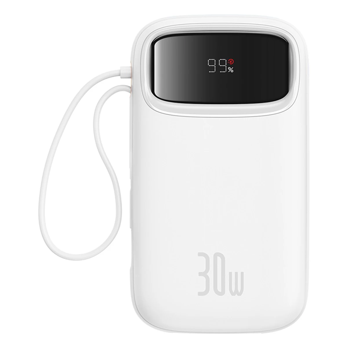 Powerbank Qpow 2 20000mah 30w Su 2 Integruotais Usb-c Laidais - Baltas