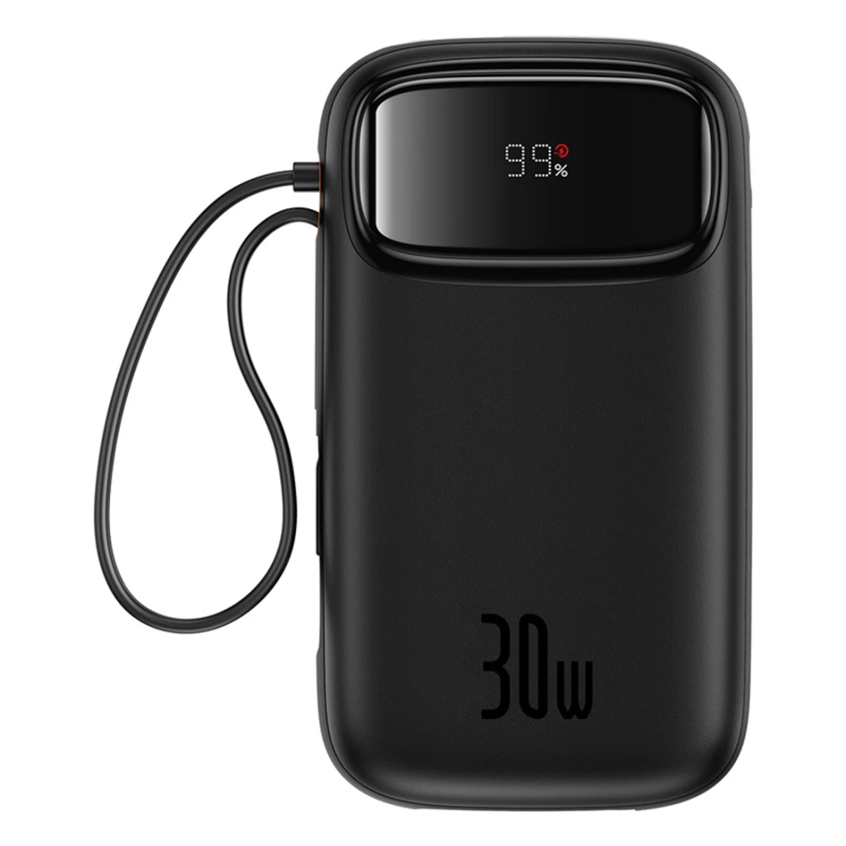 Powerbank Qpow 2 20000mah 30w Su 2 Integruotais Usb-c Laidais - Juodas