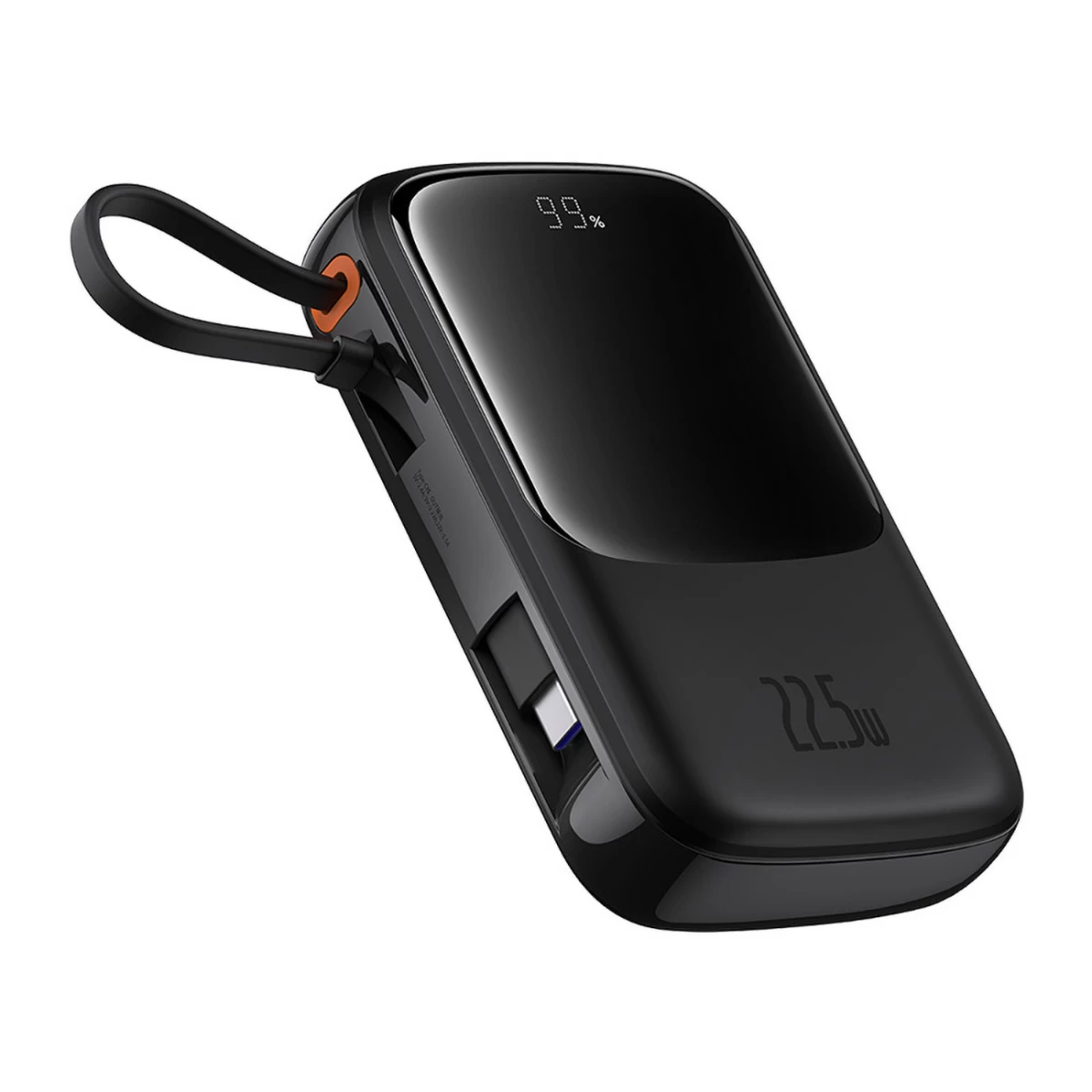 powerbank Qpow Pro+ 10000 Mah Su Usb-c Kabeliu Ir Ekranu - Juodas