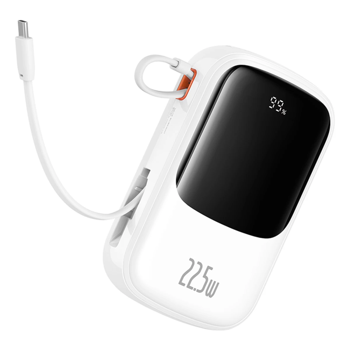 powerbank Qpow Pro+ 20000 Mah Su Usb-c Kabeliu Ir Ekranu - Baltas