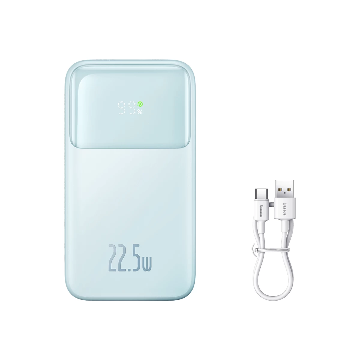 Powerbank Su Ekranu 10000mah 22,5w Comet Series + Usb-a - Usb-c Kabelis 0,3 M Mėlynas
