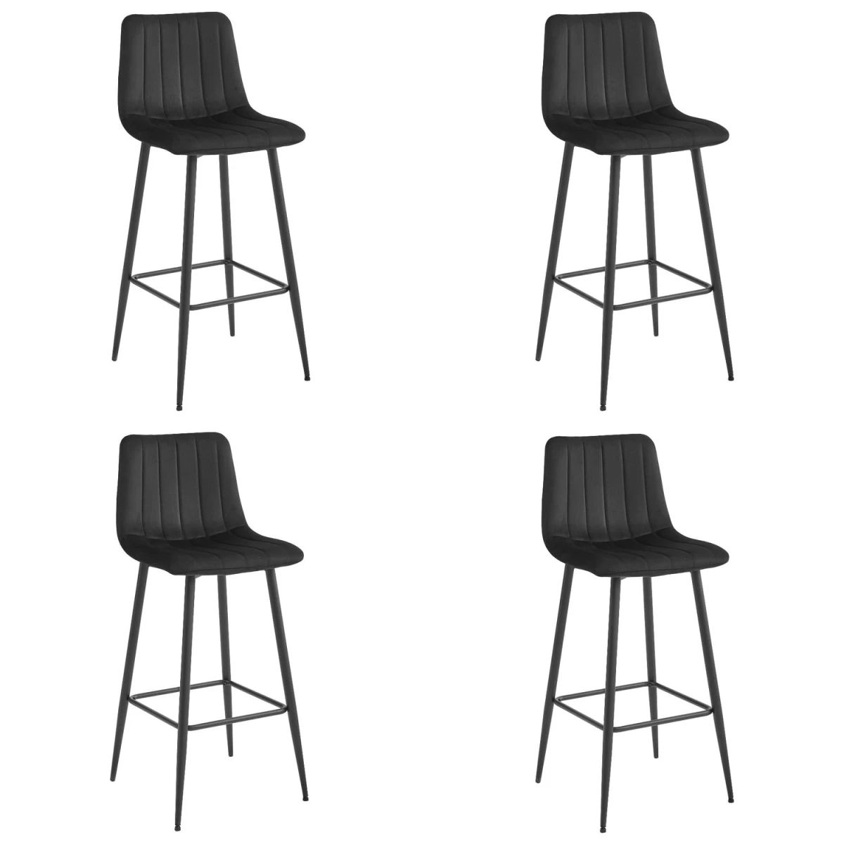 pozza Hocker - Juodas Aksomas / Juodos Kojos X 4