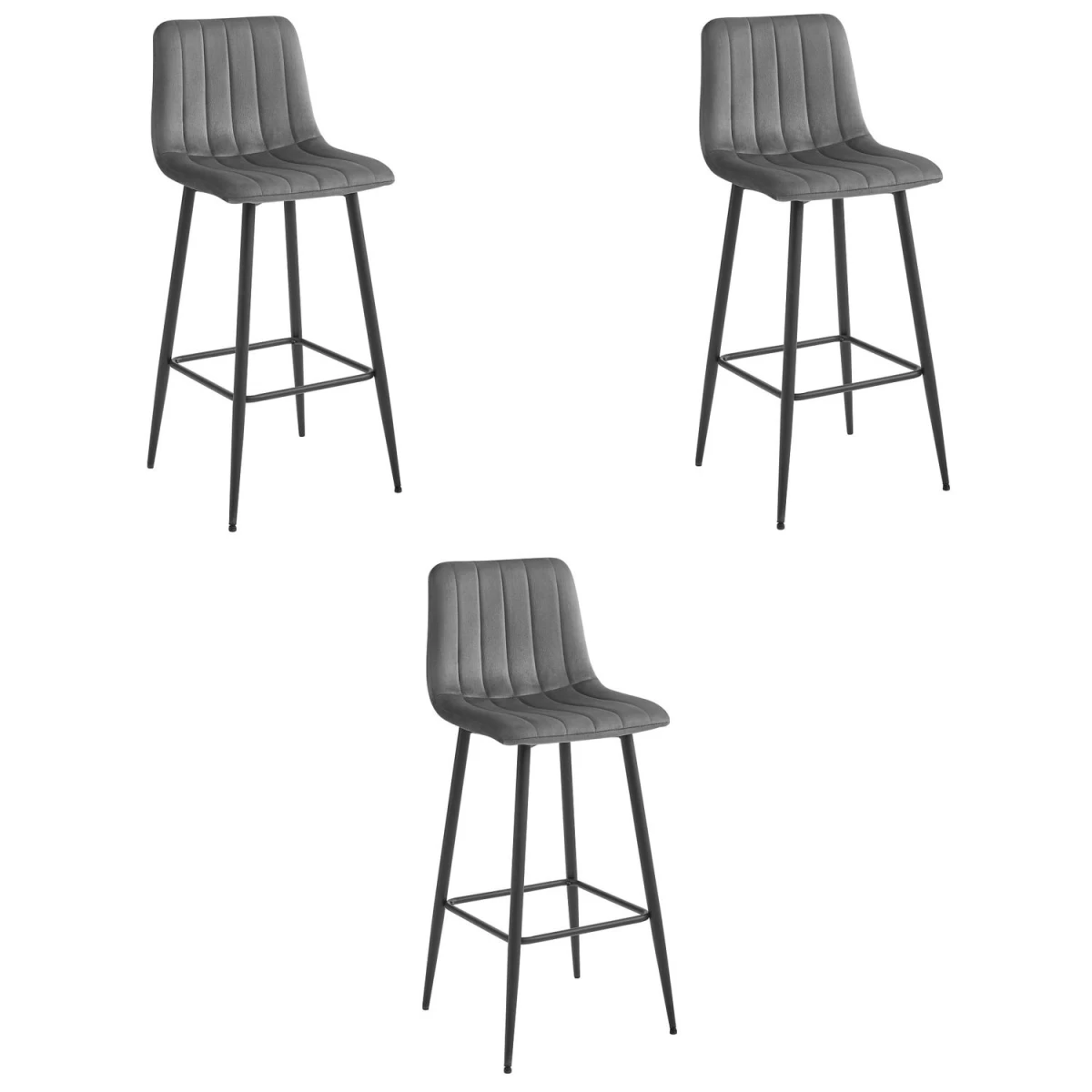 pozza Hocker - Tamsiai Pilkas Aksomas / Juodos Kojos X 3