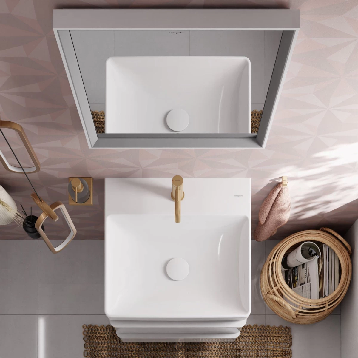 Praustuvas Hansgrohe Xelu Q 50x48 cm, balta blizgi, 61012450