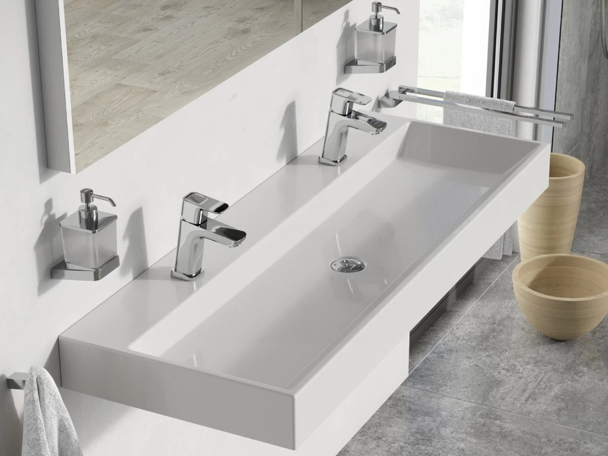 Praustuvas Natural Duo 120, su angomis maišytuvams Praustuvas Natural Duo 120, su angomis maišytuvams