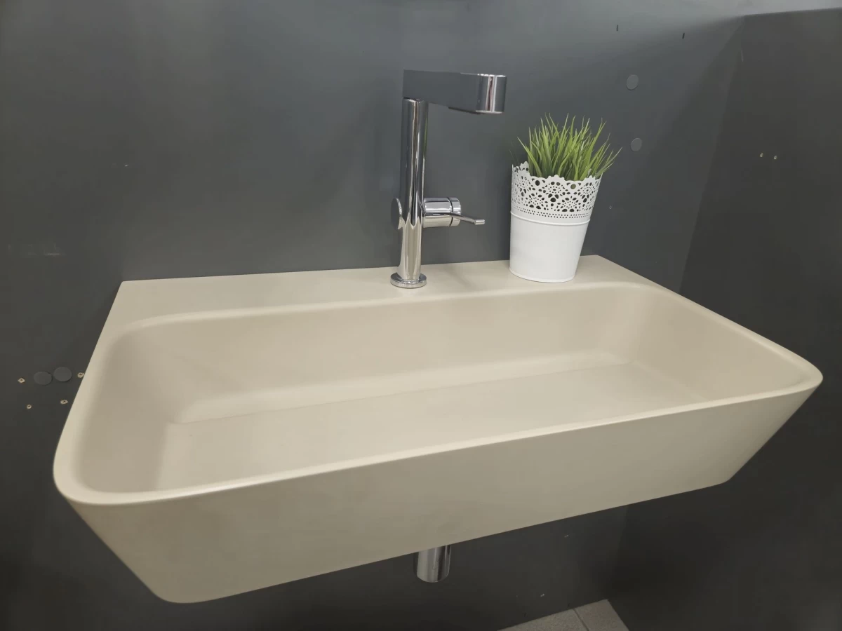 Praustuvas Paa QUADRO SilkSTONE® 70x43 cm caffe latte, su skyle maišytuvui