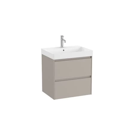 Praustuvo ir spintelės komplektas ROCA ONA PACK su 2 stalčiais, 60 × 46 × 64.5 cm, matinė smėlio pilka, A851688510