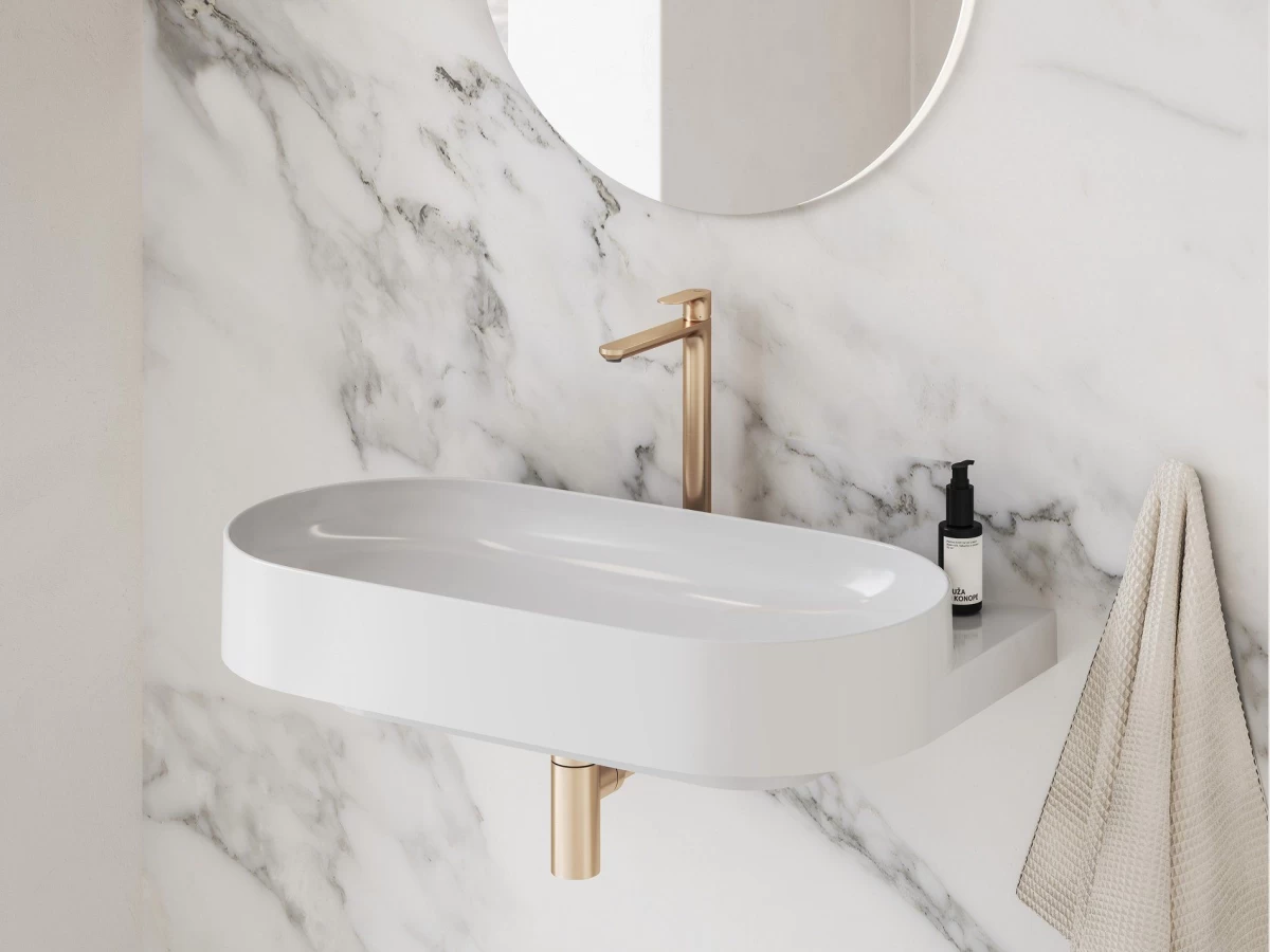Praustuvo maišytuvas Ravak Eleganta BeCool 335 mm be dugno vožtuvo, Rose Gold Brushed X070423 Praustuvo maišytuvas Ravak Eleganta BeCool 335 mm be dugno vožtuvo, Rose Gold Brushed X070423