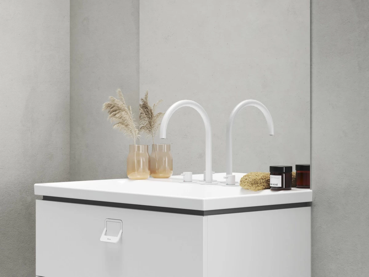 Praustuvo maišytuvas Ravak Espirit 270 mm, 3 dalių be dugno vožtuvo, White Velvet X070238