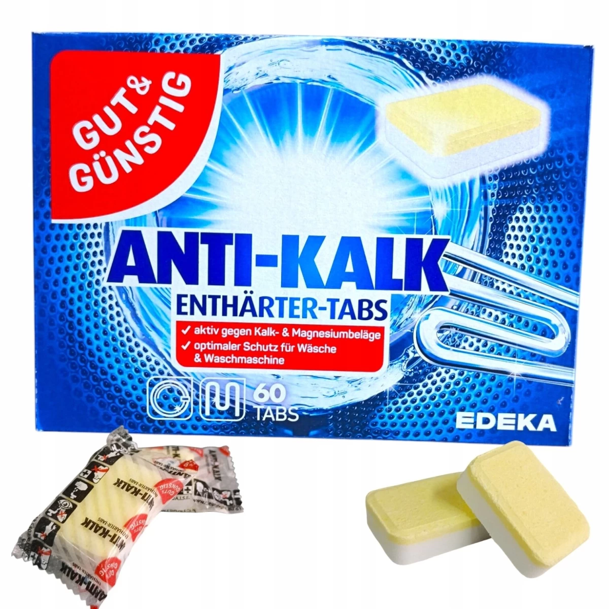 Priemonė vandens minkštinimui / skalbimo mašinoms ANTI-KALK, 60kaps