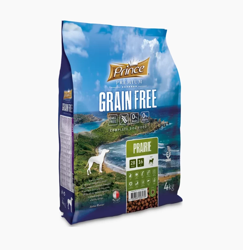 PRINCE Grain Free Prairie sausas ėdalas be grūdų mažiems ir vidutinių veislių šunims su ėriena 4kg