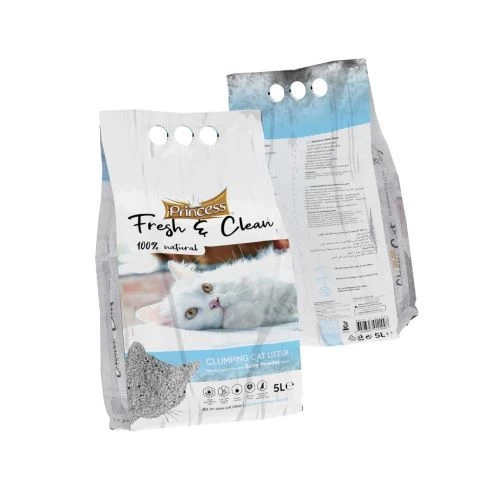PRINCESS Fresh &amp; Clean – kraikas katėms iš baltojo molio, pudros kvapo, 5l