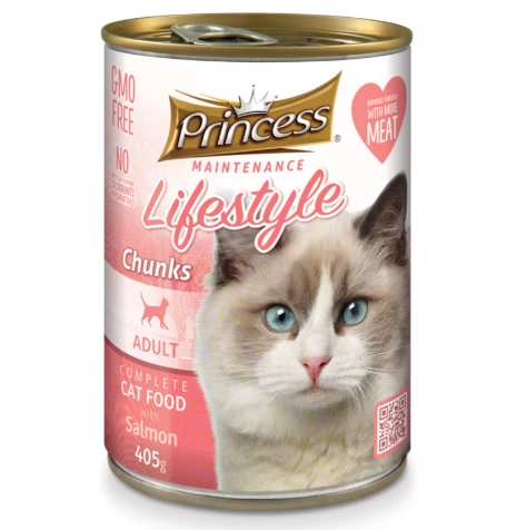 PRINCESS Lifestyle visavertis šlapias ėdalas katėms su lašiša 405g