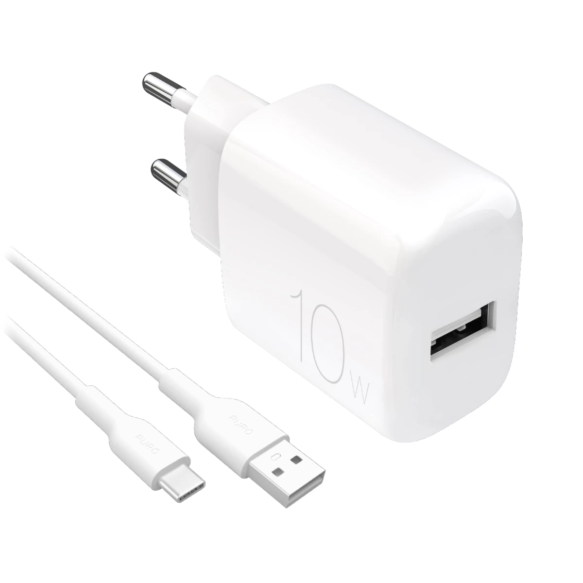 Prolite 10 W Usb-a Tinklo įkroviklis Su 1,2 M Ilgio Usb-a - Usb-c Kabeliu - Baltas