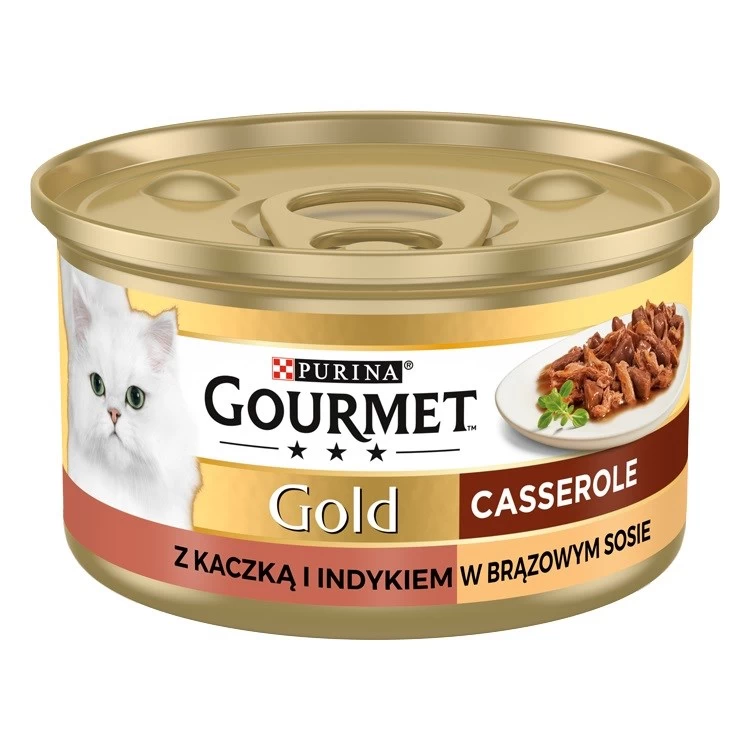 Purina Gourmet Gold šlapias kačių maistas, antiena ir kalakutiena, 85 g konservai