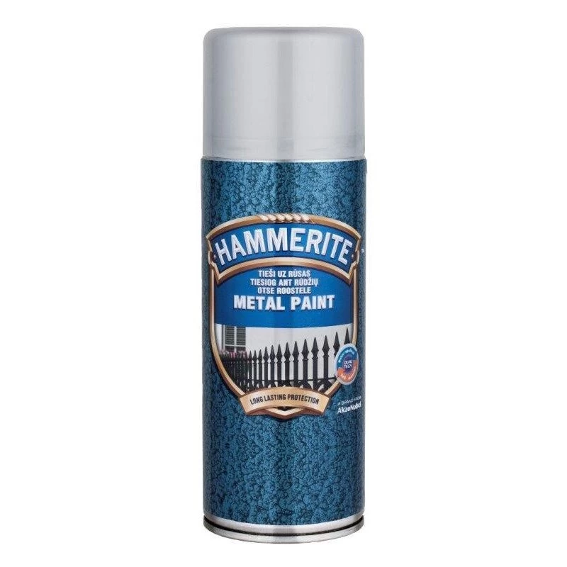 Purškiami apsauginiai metalo dažai HAMMERITE Hammered, 400ml sidabrinė pilka sp. Purškiami apsauginiai metalo dažai HAMMERITE Hammered, 400ml sidabrinė pilka sp.