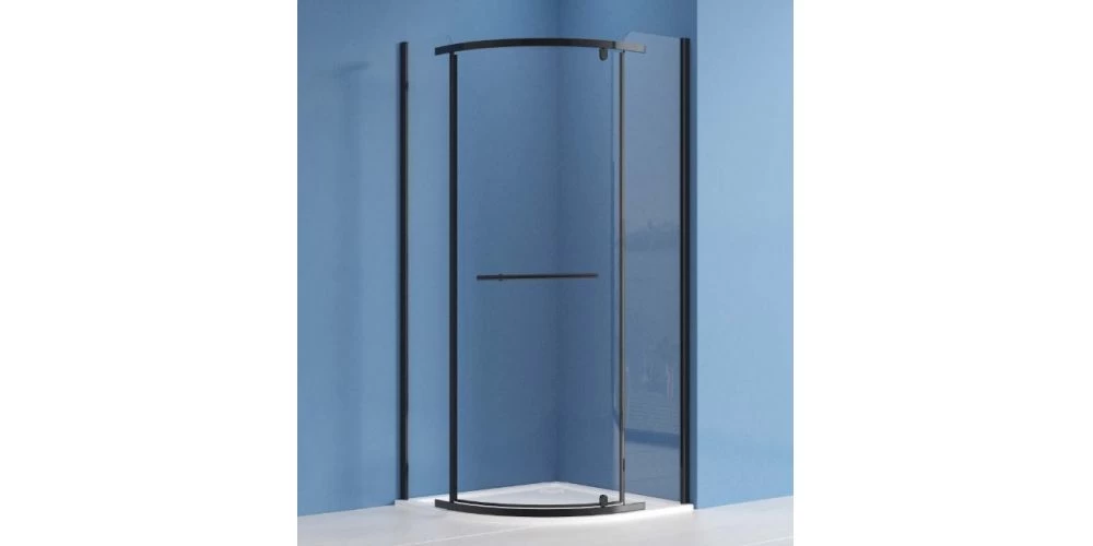 Pusapvalė dušo kabina Roth Albis 80x80 cm su juodais profiliais
