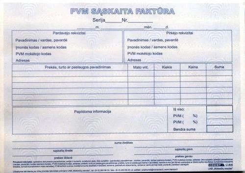 PVM sąskaita faktūra 1+1 SC, A5, 2 × 50 l.