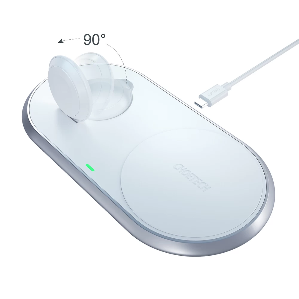 qi 2-in-1 Belaidis įkroviklis apple Watch Išmaniajam Telefonui Su C Tipo Usb Stovu, Baltas