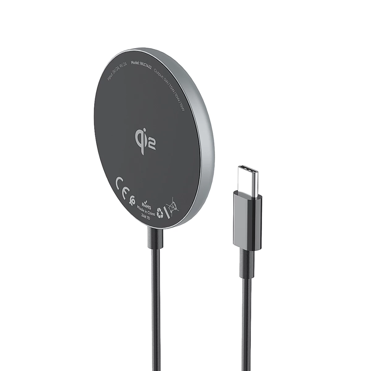 Qi2 Magnetinis Belaidis Indukcinis įkroviklis Telefonui 15 W - Juodas