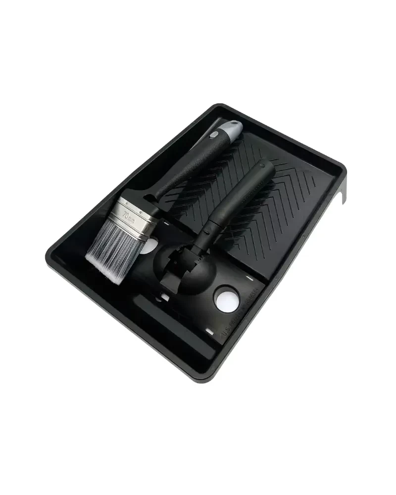 QPT Terrace Finishing Kit: teptukas, aplikatorius ir plastikinė vonelė tolygiai medienos apdailai QPT Terrace Finishing Kit: teptukas, aplikatorius ir plastikinė vonelė tolygiai medienos apdailai