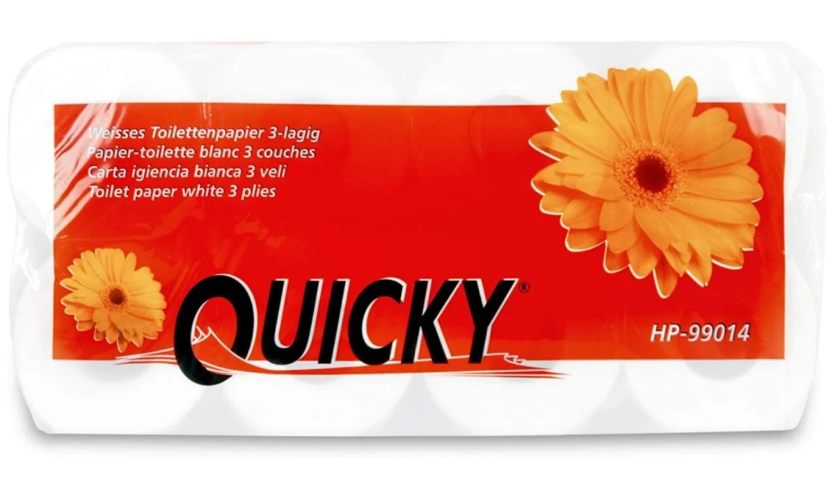 Quicky, Presuotas Tualetinis Popierius, 8 Ritinėliai (vokietijos Gaminys).