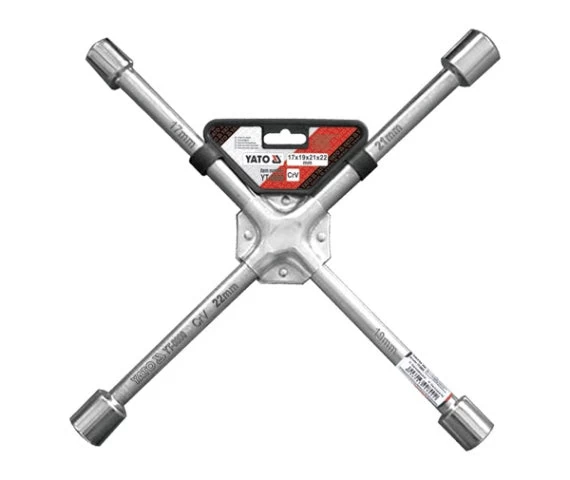 Raktas ratams Cr-V, sustiprintas kryžius 17x19x21x22 mm (YT-0800)