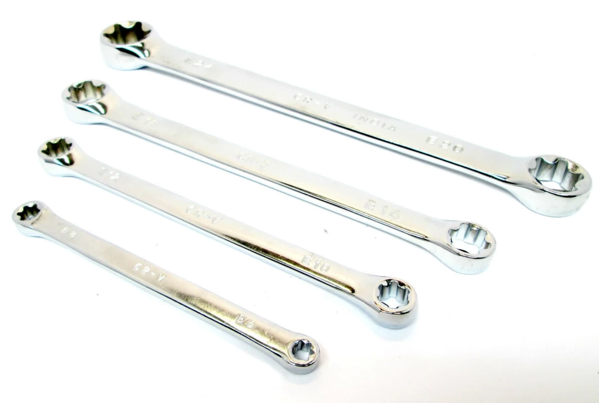 Raktų rinkinys E tipo (torx) žiedo galvutėmis | E6xE8 - E20xE24 | 4 vnt. (A39414)