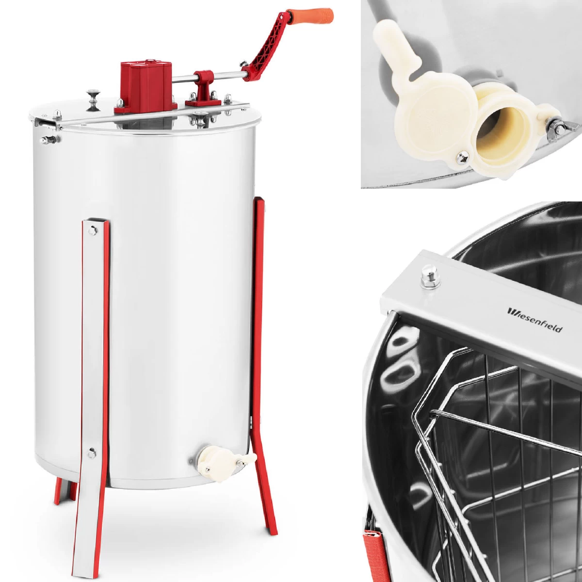 Rankinė 3 Rėmų Medaus Centrifuga Iš Nerūdijančio Plieno